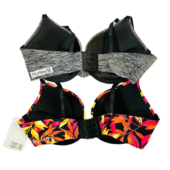 NWT Set of 2 Hurley Bra 36C Floral Laser Wings Underwire Padded Lined NEW - Picture 4 of 6